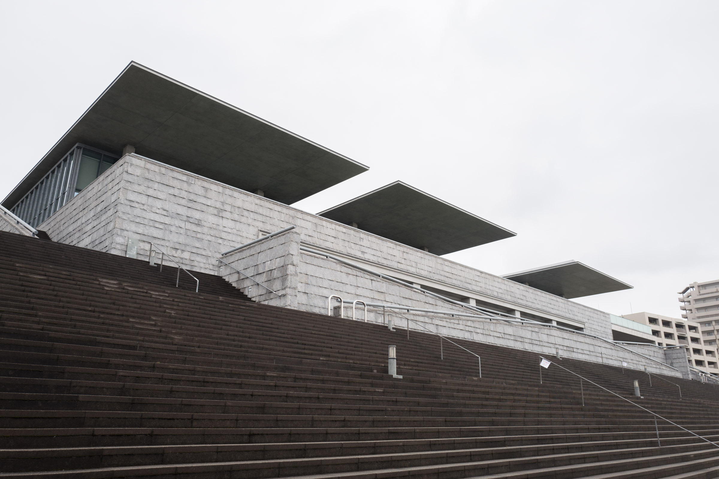 Waterfront view of the Hyogo Prefectural Art Museum